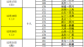 新疆男篮赛程表